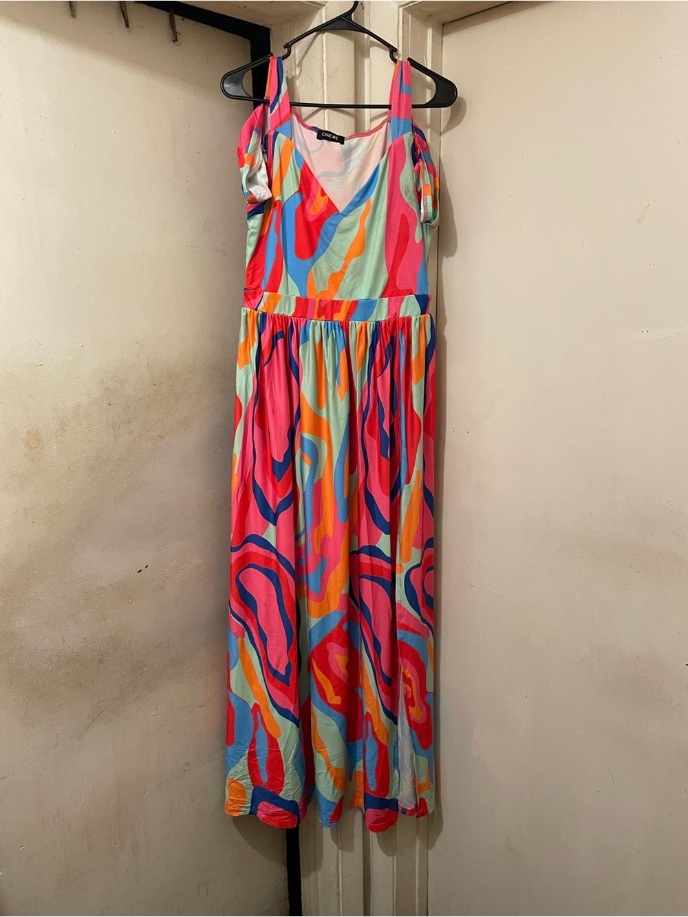 Chicme Colorful Abstract Print Maxi Dress - Vibrant Multi Size Large